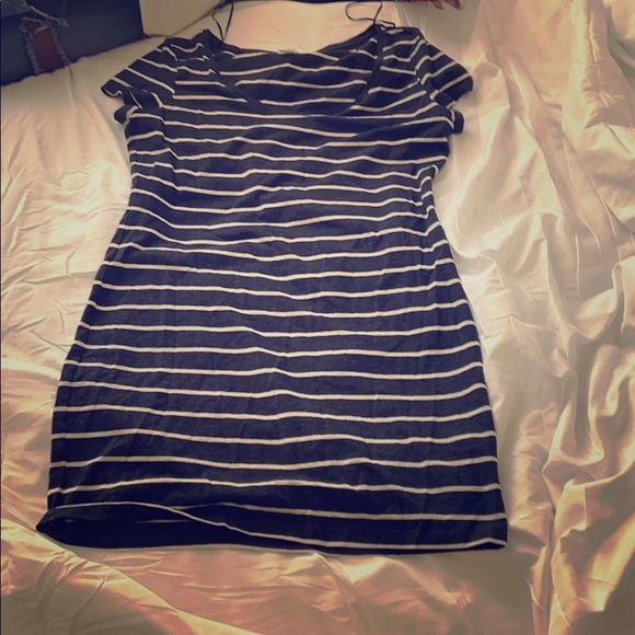 Mini black and white striped dress